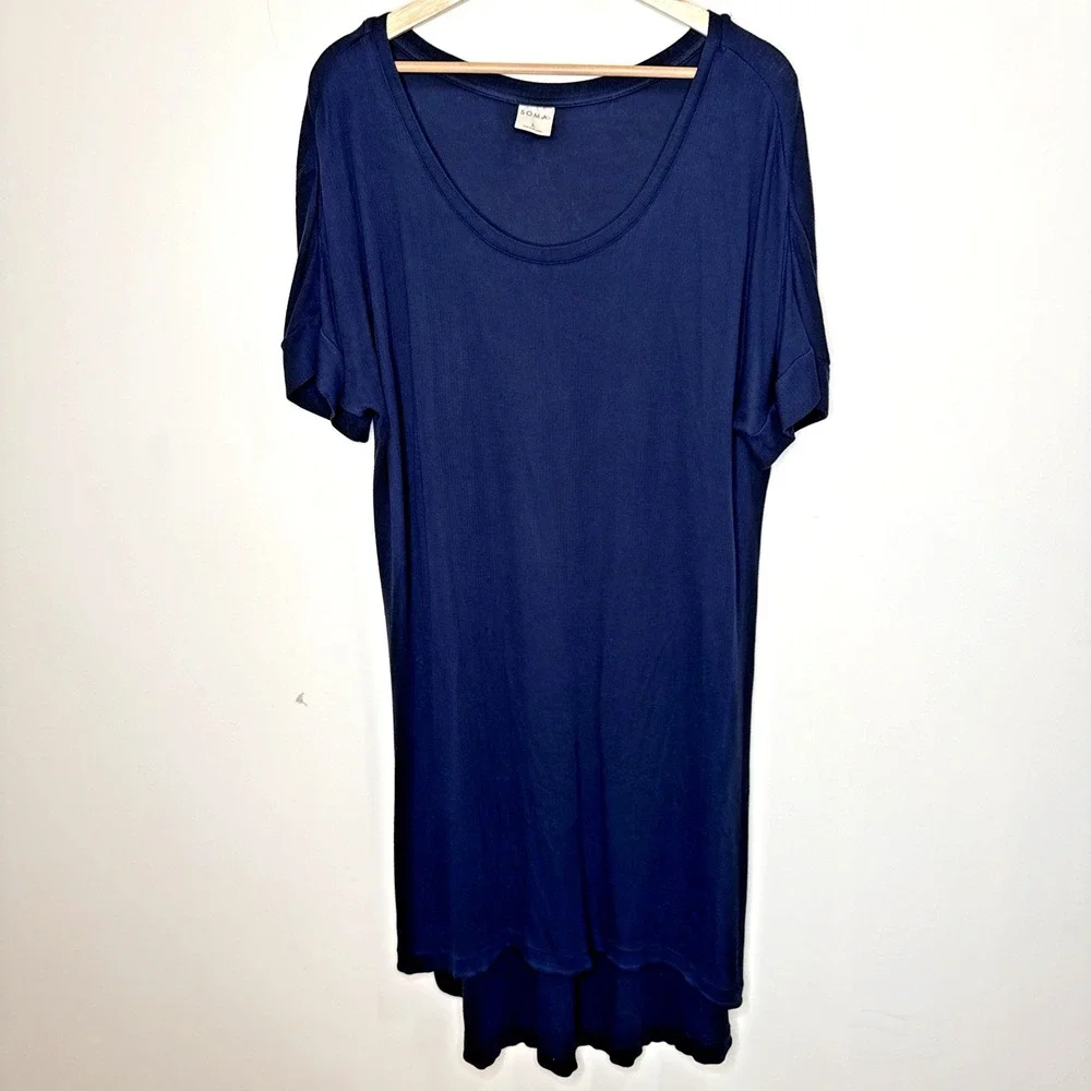 Soma‎ Cool Nights Long Midi Maxi Sleep Dress Nightgown T-Shirt L Stretch Lounge